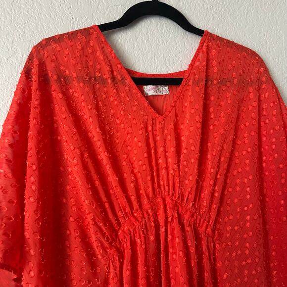 Free People Stevie Sheer Maxi Dress Kaftan in Watermelon One Size - Picture 6 of 7